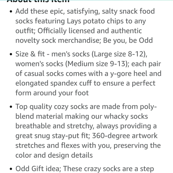 Lay's Potatoe Chips Fun Fashion Novelty Crew Socks Men's Crazy Wild Snack Fun - Picture 15 of 16